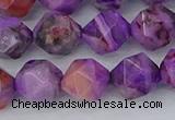 CAG9947 15.5 inches 10mm faceted nuggets purple crazy lace agate beads