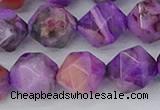 CAG9948 15.5 inches 12mm faceted nuggets purple crazy lace agate beads