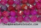 CAG9951 15.5 inches 6mm faceted nuggets fuchsia crazy lace agate beads