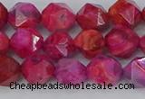 CAG9952 15.5 inches 8mm faceted nuggets fuchsia crazy lace agate beads