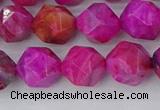 CAG9953 15.5 inches 10mm faceted nuggets fuchsia crazy lace agate beads