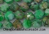 CAG9963 15.5 inches 6mm faceted nuggets green crazy lace agate beads