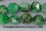 CAG9965 15.5 inches 10mm faceted nuggets green crazy lace agate beads