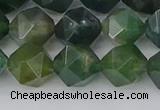 CAG9971 15.5 inches 10mm faceted nuggets moss agate beads