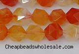 CAG9976 15.5 inches 8mm faceted nuggets red agate beads