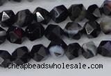 CAG9981 15.5 inches 6mm faceted nuggets black line agate beads