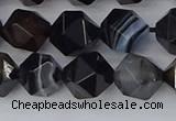 CAG9983 15.5 inches 10mm faceted nuggets black line agate beads