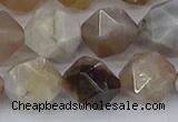 CAG9996 15.5 inches 12mm faceted nuggets ocean fossil agate beads