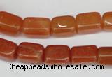 CAJ151 15.5 inches 10*13mm cuboid red aventurine jade beads