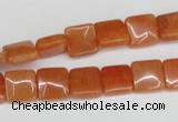 CAJ154 15.5 inches 10*10mm square red aventurine jade beads