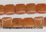 CAJ155 15.5 inches 12*12mm square red aventurine jade beads