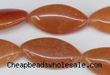 CAJ165 15.5 inches 15*30mm marquise red aventurine jade beads