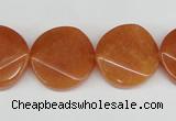 CAJ170 15.5 inches 20mm faceted coin red aventurine jade beads