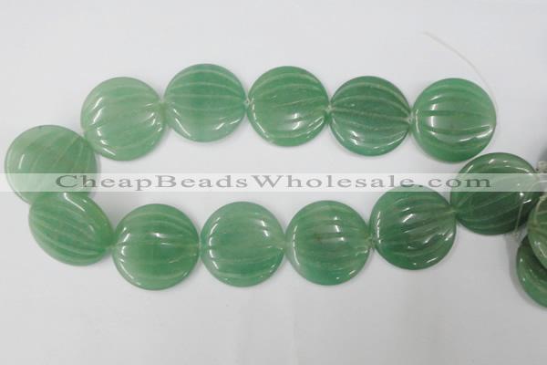 CAJ307 15.5 inches 35mm carved coin green aventurine jade beads