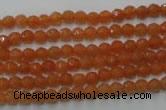 CAJ360 15.5 inches 4mm faceted round red aventurine beads wholesale