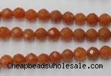 CAJ361 15.5 inches 6mm faceted round red aventurine beads wholesale