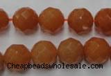 CAJ365 15.5 inches 14mm faceted round red aventurine beads wholesale