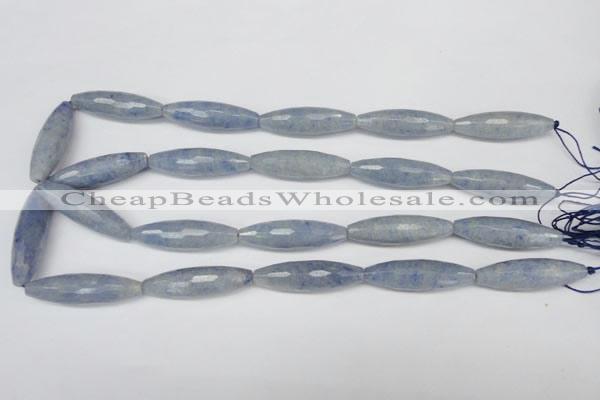 CAJ576 15.5 inches 10*35mm faceted rice blue aventurine beads wholesale