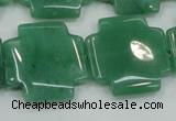 CAJ58 15.5 inches 25*25mm cross green aventurine jade beads wholesale