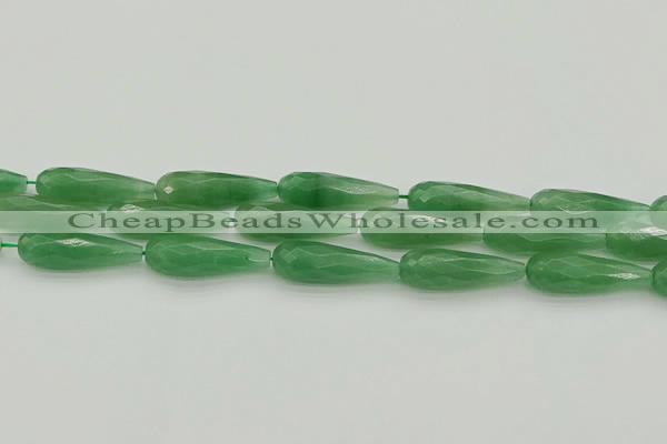 CAJ708 15.5 inches 10*30mm faceted teardrop green aventurine beads