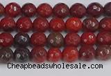 CAJ758 15.5 inches 4mm faceted round apple jasper beads