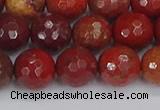 CAJ761 15.5 inches 10mm faceted round apple jasper beads