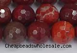 CAJ762 15.5 inches 12mm faceted round apple jasper beads