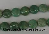 CAM1015 15.5 inches 10mm flat round natural Russian amazonite beads