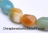 CAM11 faceted pebble 7*12mm natural amazonite beads Wholesale