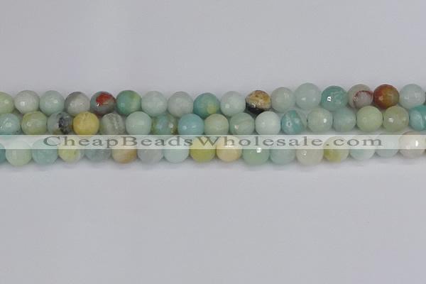 CAM1461 15.5 inches 10mm faceted round amazonite beads wholesale