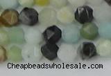 CAM1466 15.5 inches 6mm faceted nuggets black amazonite beads