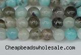 CAM1480 15.5 inches 4mm round Madagascar black amazonite beads