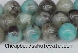 CAM1482 15.5 inches 8mm round Madagascar black amazonite beads