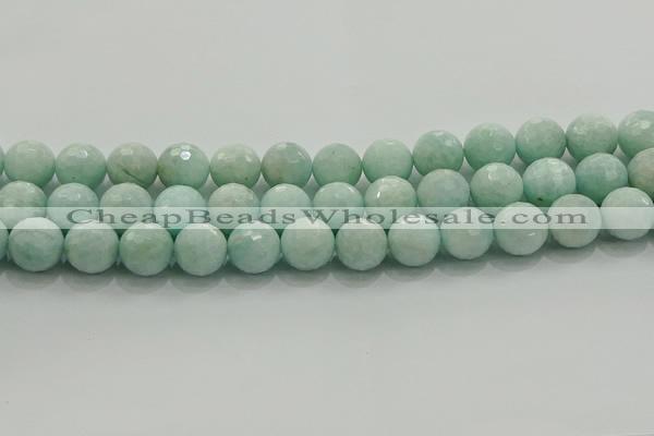 CAM1515 15.5 inches 14mm faceted round natural peru amazonite beads