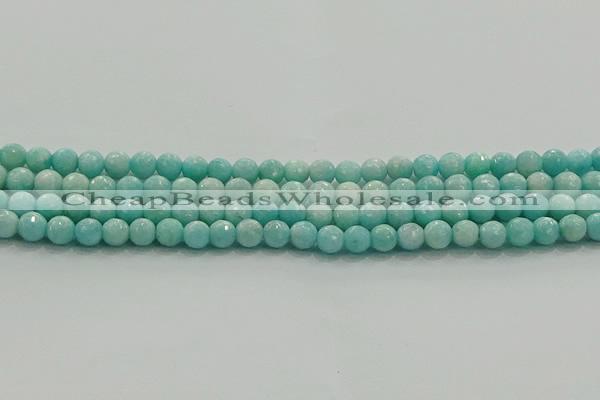 CAM1521 15.5 inches 6mm faceted round natural peru amazonite beads