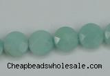 CAM155 15.5 inches 12mm faceted coin amazonite gemstone beads