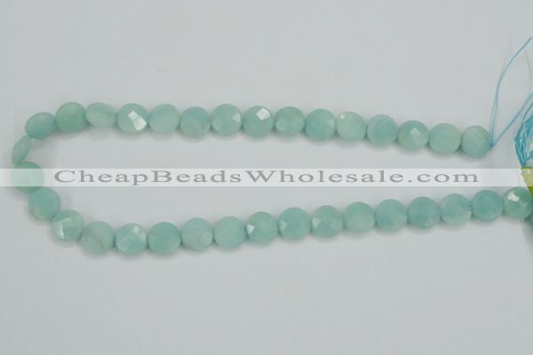 CAM155 15.5 inches 12mm faceted coin amazonite gemstone beads