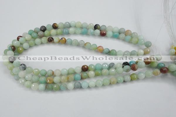 CAM162 15.5 inches 8mm faceted round amazonite gemstone beads