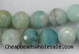 CAM164 15.5 inches 12mm faceted round amazonite gemstone beads