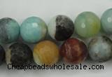 CAM165 15.5 inches 14mm faceted round amazonite gemstone beads