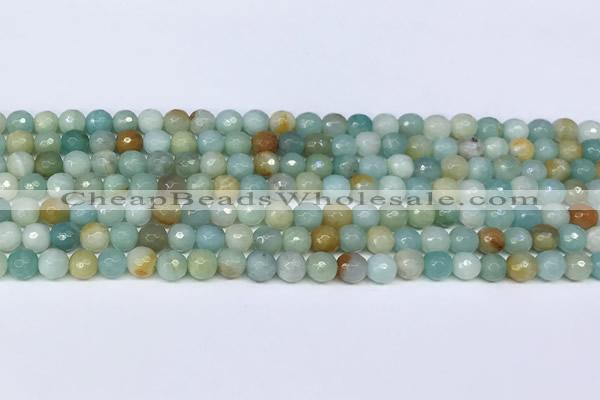 CAM1745 15.5 inches 6mm faceted round amazonite beads wholesale