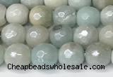 CAM1750 15 inches 6mm faceted round AB-color amazonite beads