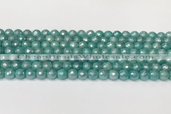 CAM1755 15 inches 6mm faceted round AB-color imitation amazonite beads