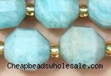 CAM1760 15 inches 9*10mm faceted amazonite beads wholesale