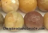 CAM1778 15 inches 12mm faceted round yellow amazonite beads