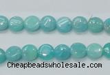 CAM300 15.5 inches 8mm flat round natural peru amazonite beads