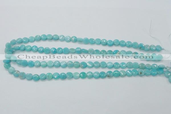 CAM300 15.5 inches 8mm flat round natural peru amazonite beads