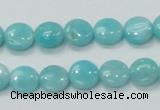 CAM301 15.5 inches 10mm flat round natural peru amazonite beads