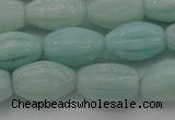 CAM360 15.5 inches 10*15mm carved rice amazonite gemstone beads