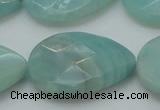 CAM365 15.5 inches 22*30mm faceted flat teardrop amazonite beads